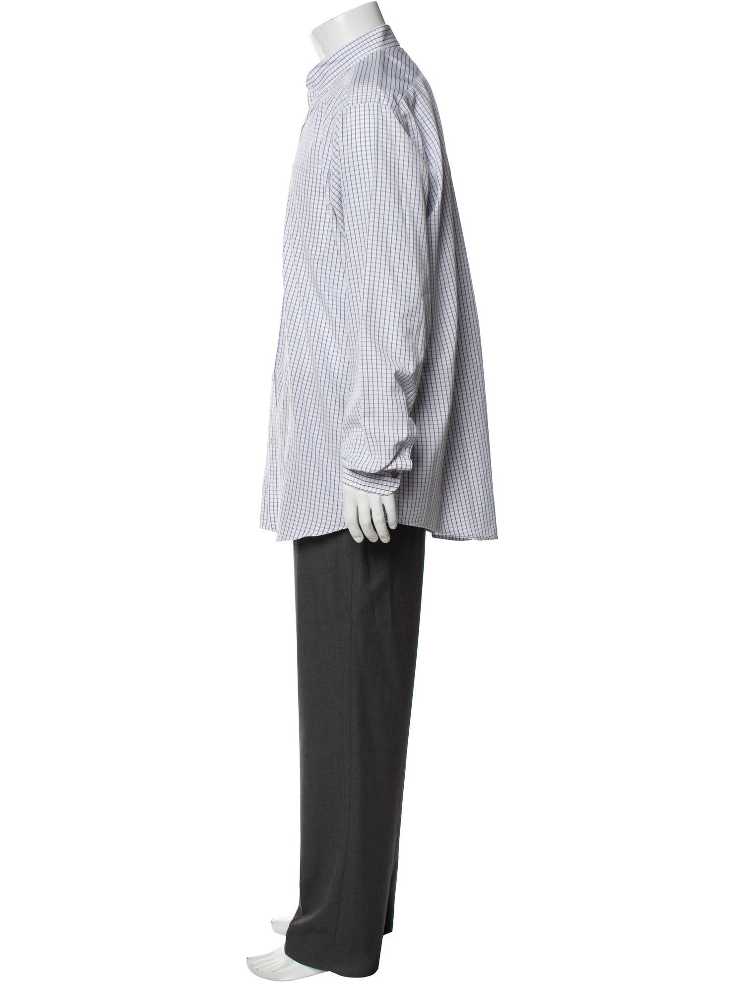 Hermès Plaid Print Long Sleeve Dress Shirt